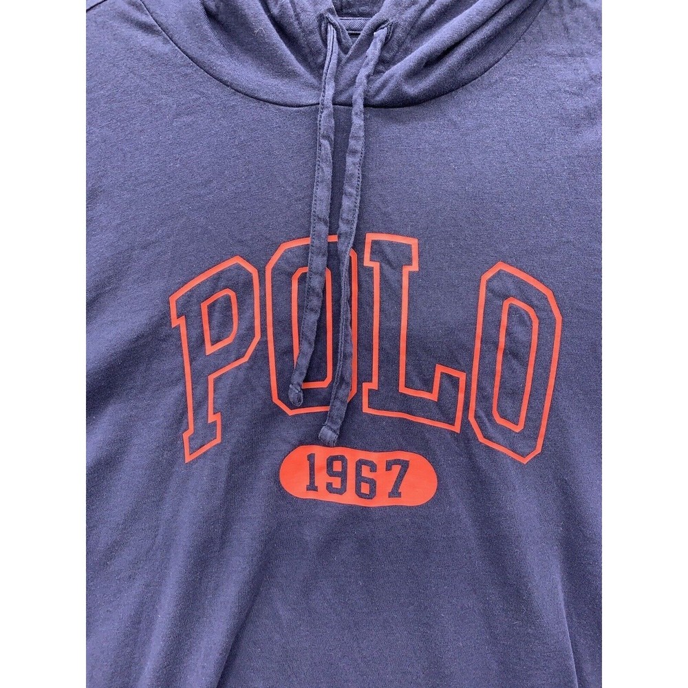 Polo Ralph Lauren Men's Long Sleeve Hooded Tee Shirt Large Navy Spell Out - Picture 2 of 13